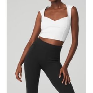 ALO Yoga White Sleeveless Fitted Crop Top